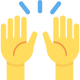 Raising hands icon, get started and contribute